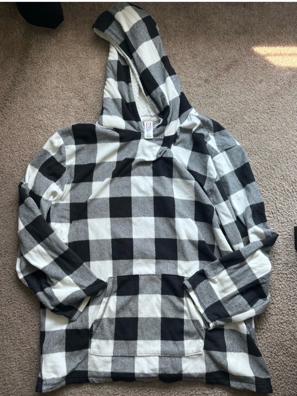 The Children's Place Black and White Plaid Hooded Adult Pajamas